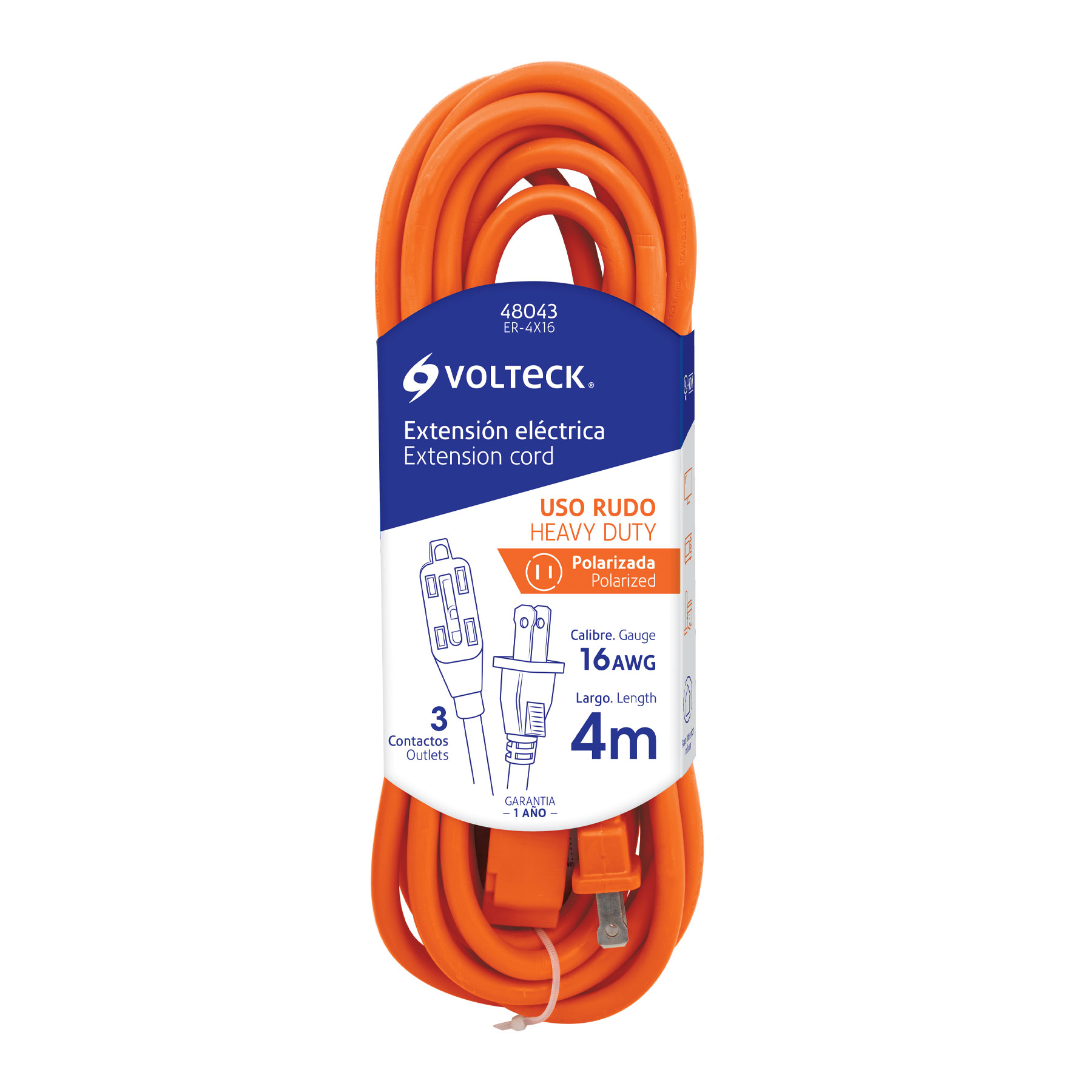 EXTENSION ELECTRICA DE USO RUDO 4 M 2X16 AWG VOLTECK CODIGO 48043 FERREBLOCK | Concretos y Materiales de San Juan
