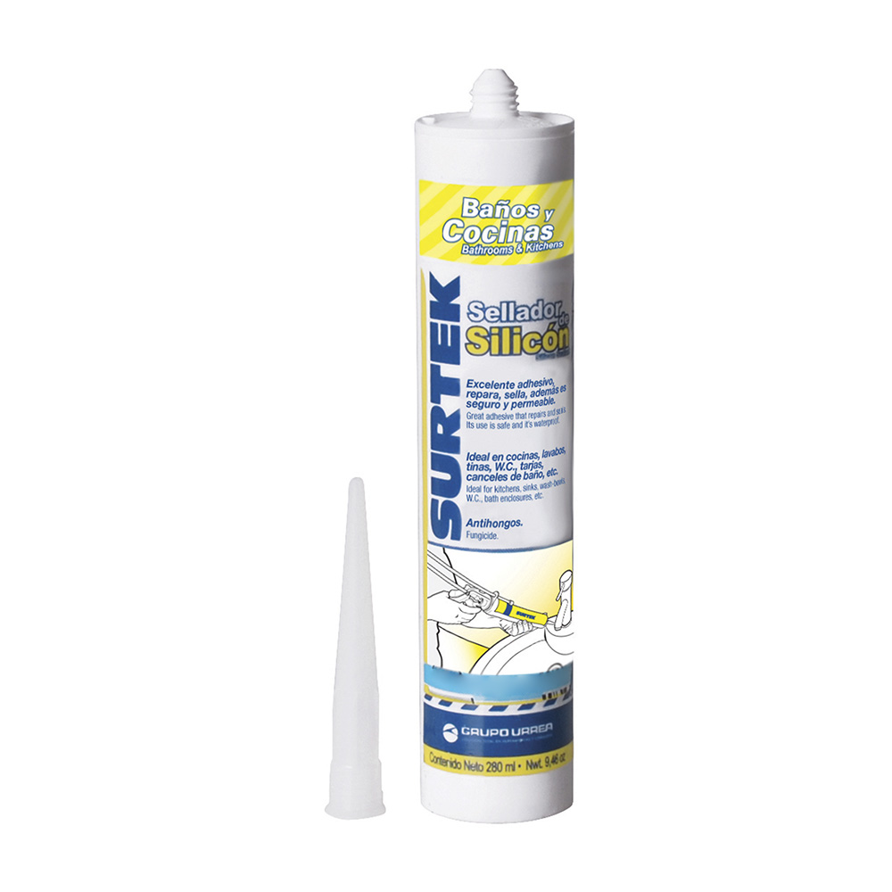 SILICON PARA BA�O Y COCINA COLOR BLANCO 280 ML CODIGO  113452 SURTEK FERREBLOCK | Concretos y Materiales de San Juan
