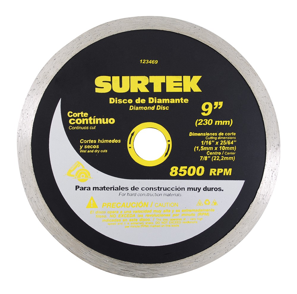 DISCO DE DIAMANTE CONTINUO 9 CODIGO  123469 SURTEK FERREBLOCK | Concretos y Materiales de San Juan