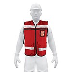 CHALECO BRIGADISTA CON CINTAS REFLEJANTES COLOR ROJO CODIGO 14663 FERREBLOCK | Concretos y Materiales de San Juan