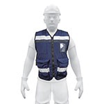 CHALECO BRIGADISTA CON CINTAS REFLEJANTES COLOR AZUL MARINO CODIGO 14667 FERREBLOCK | Concretos y Materiales de San Juan