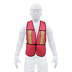 CHALECO DE SEGURIDAD CON CINTAS REFLEJANTES ROJO PRETUL CODIGO 21028 FERREBLOCK | Concretos y Materiales de San Juan