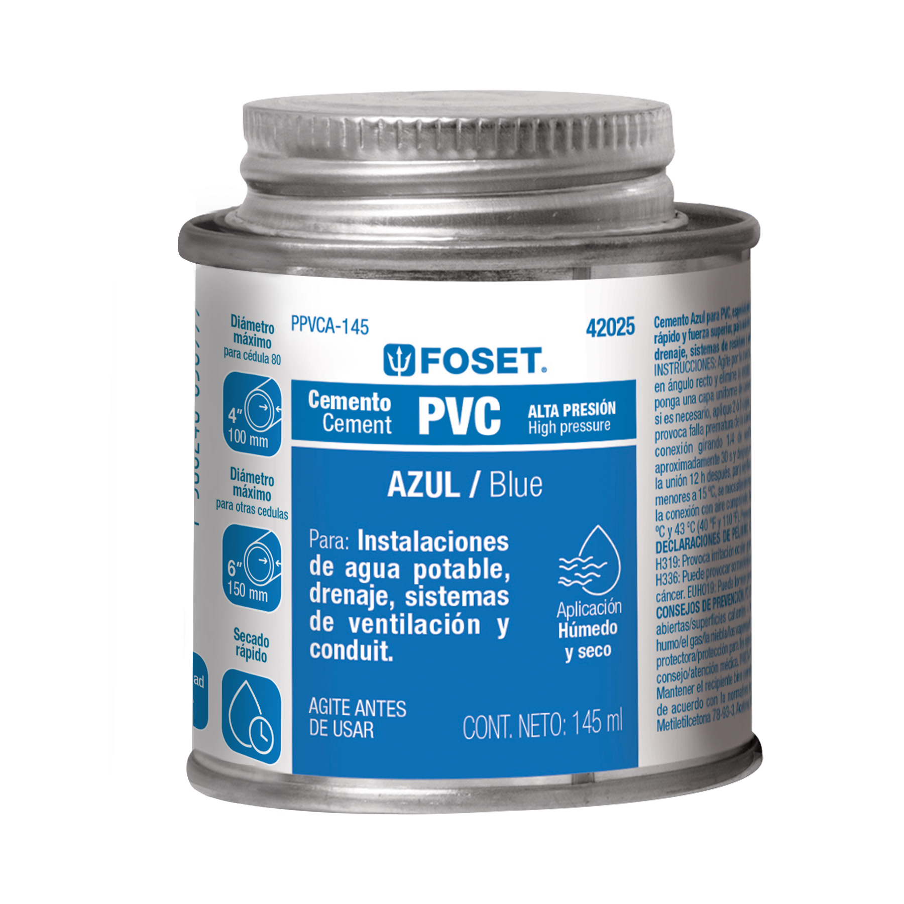 CEMENTO P/PVC AZUL ALTA PRESION LATA 145ML FOSET CODIGO 42025 FERREBLOCK | Concretos y Materiales de San Juan