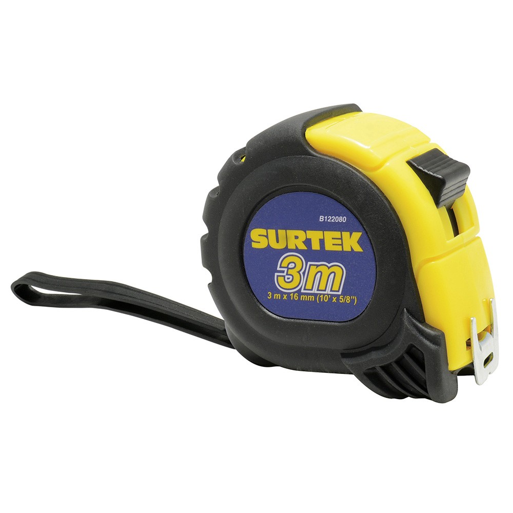 FLEXOMETRO CON CARCASA ANTI-IMPACTO 3 M X 16 MM CODIGO  B122080 SURTEK FERREBLOCK | Concretos y Materiales de San Juan
